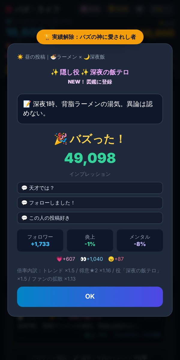 隠し役「深夜の飯テロ」でバズった画面